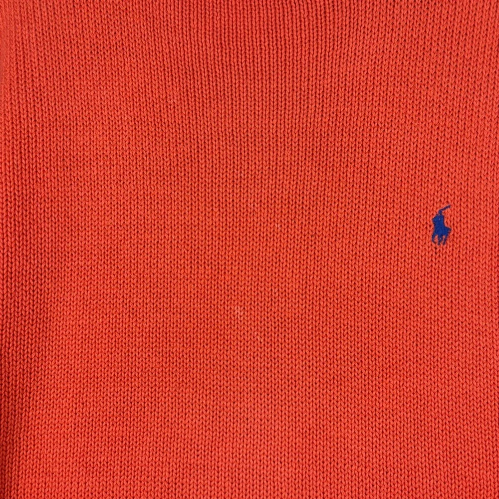 Polo Ralph Lauren Mens Orange Cotton Shaker Knit Crewneck Sweater Large